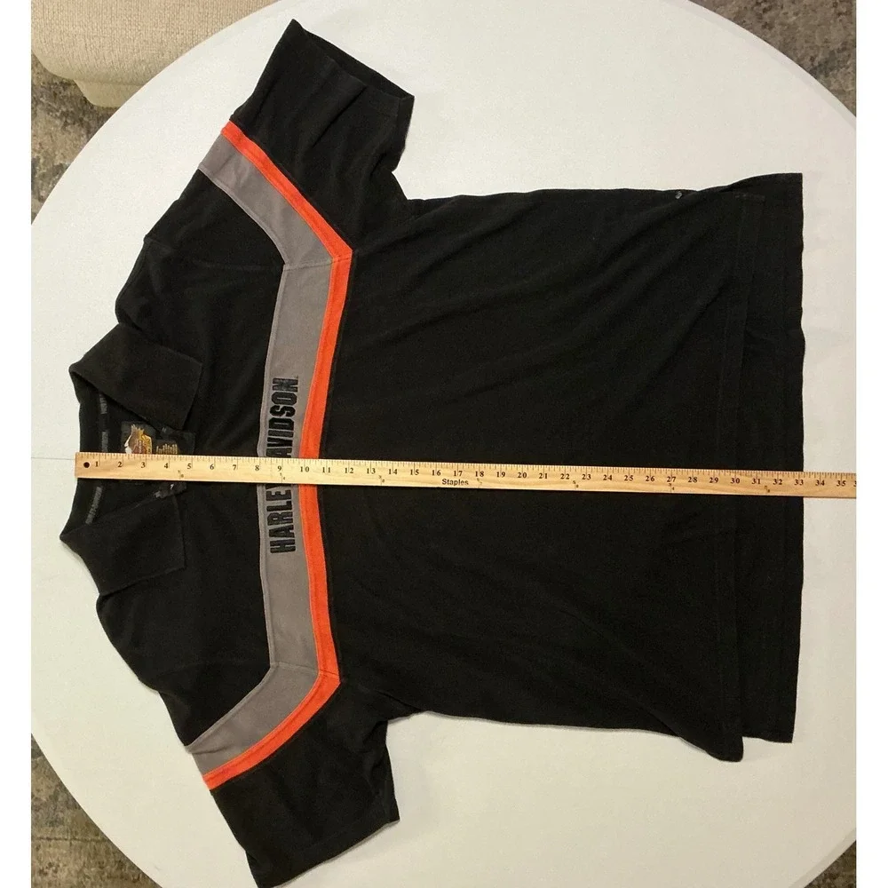Harley Davidson Polo Shirt Mens XXL‎ Black Orange Gray Colorblock Biker Gorpcore